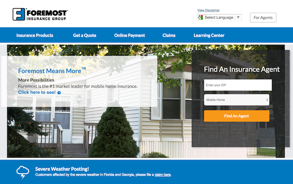 Foremost Insurance homepage image