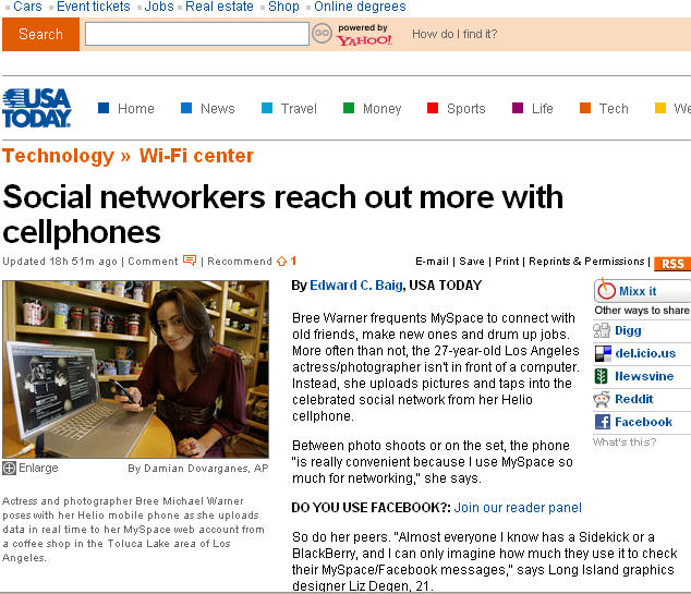 Social networkers reach out more with cellphones