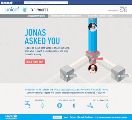 Hyperlink to the UNICEF Tap Project facebook landing page
