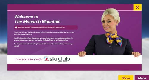 Monarch Airlines Monarch Mountain marketing campaign welcome page