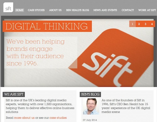 Sift Media homepage