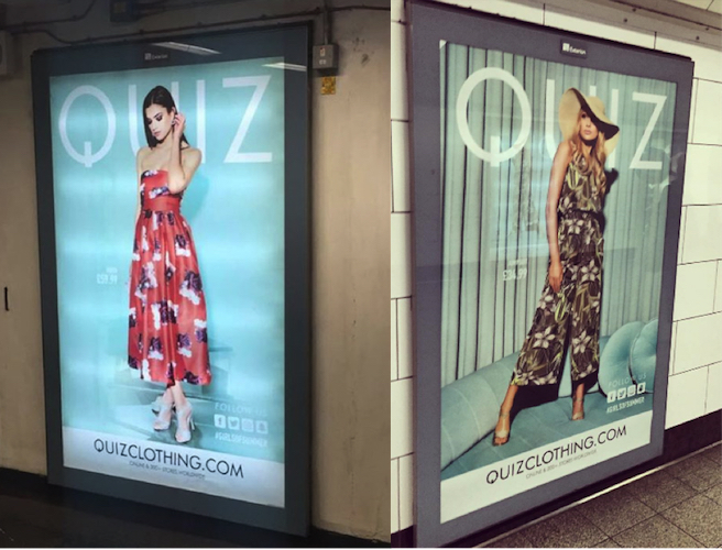 QUIZ Clothing out of home (OOH) London Underground creatives
