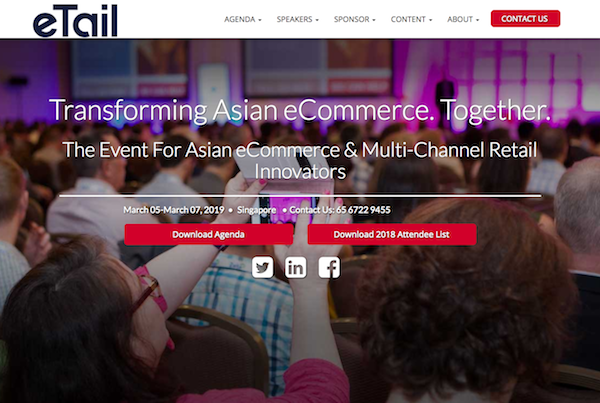 eTail Asia 2019 website homepage