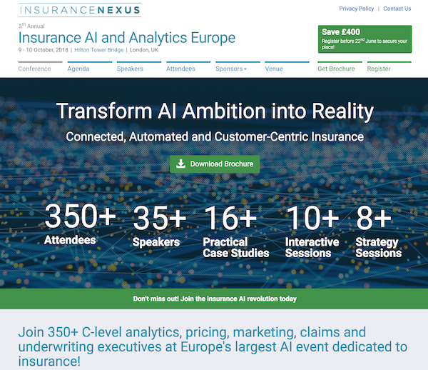 5th Annual Insurance AI and Analytics Europe 2018 homepage image