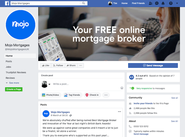 Mojo Mortgages Facebook page image