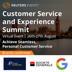 Reuters Events logo and The Customer Service and Experience Summit banner 300x300